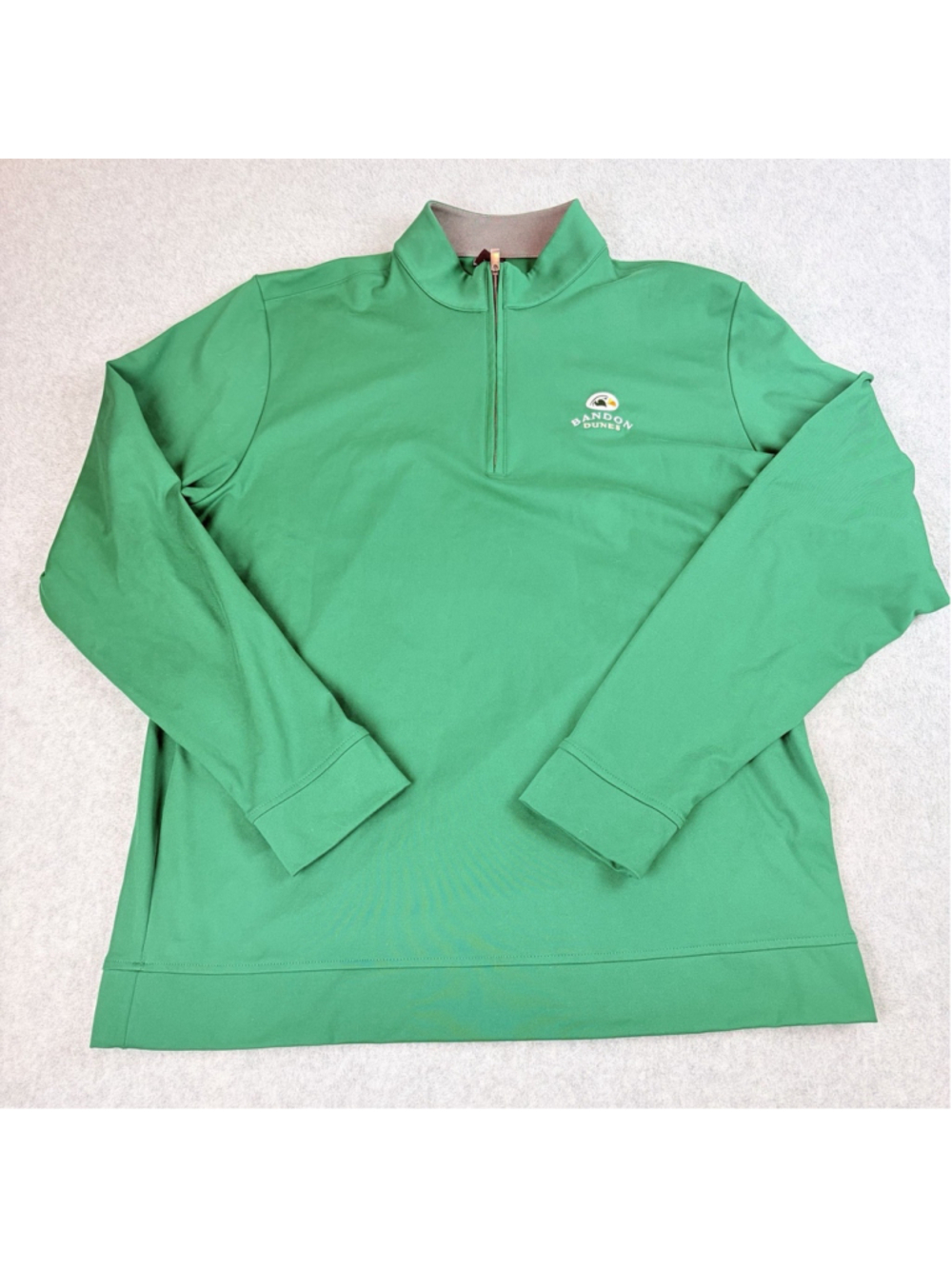 adidas Bandon Dunes Golf Pullover Men L Green 1/4 Zip Performance Sweatshirt